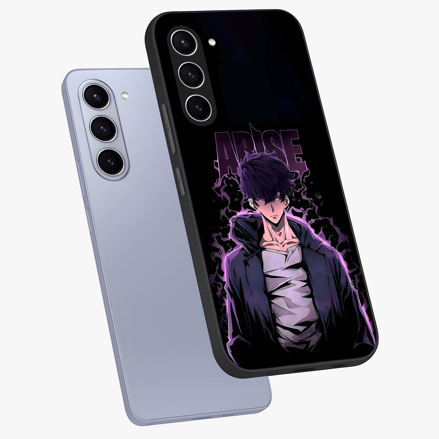Shadow Monarch Awakening Glass Case displayed in angled mockup highlighting dramatic shadow warrior design with fantasy aesthetic.