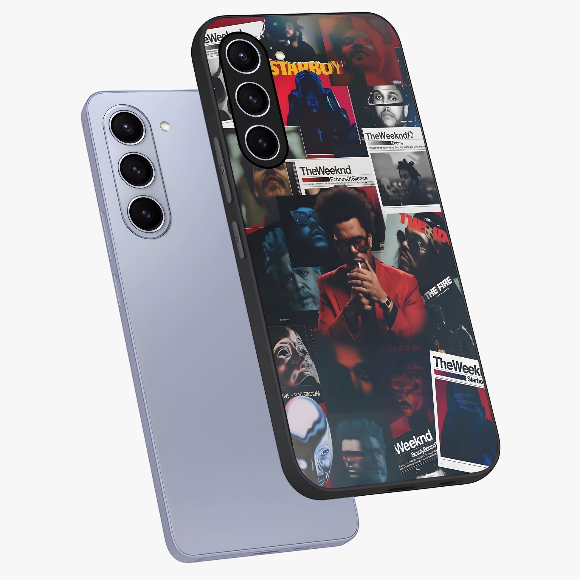 The Weeknd Glass Case displayed in angled mockup highlighting stylish pop culture inspired design with modern aesthetic.