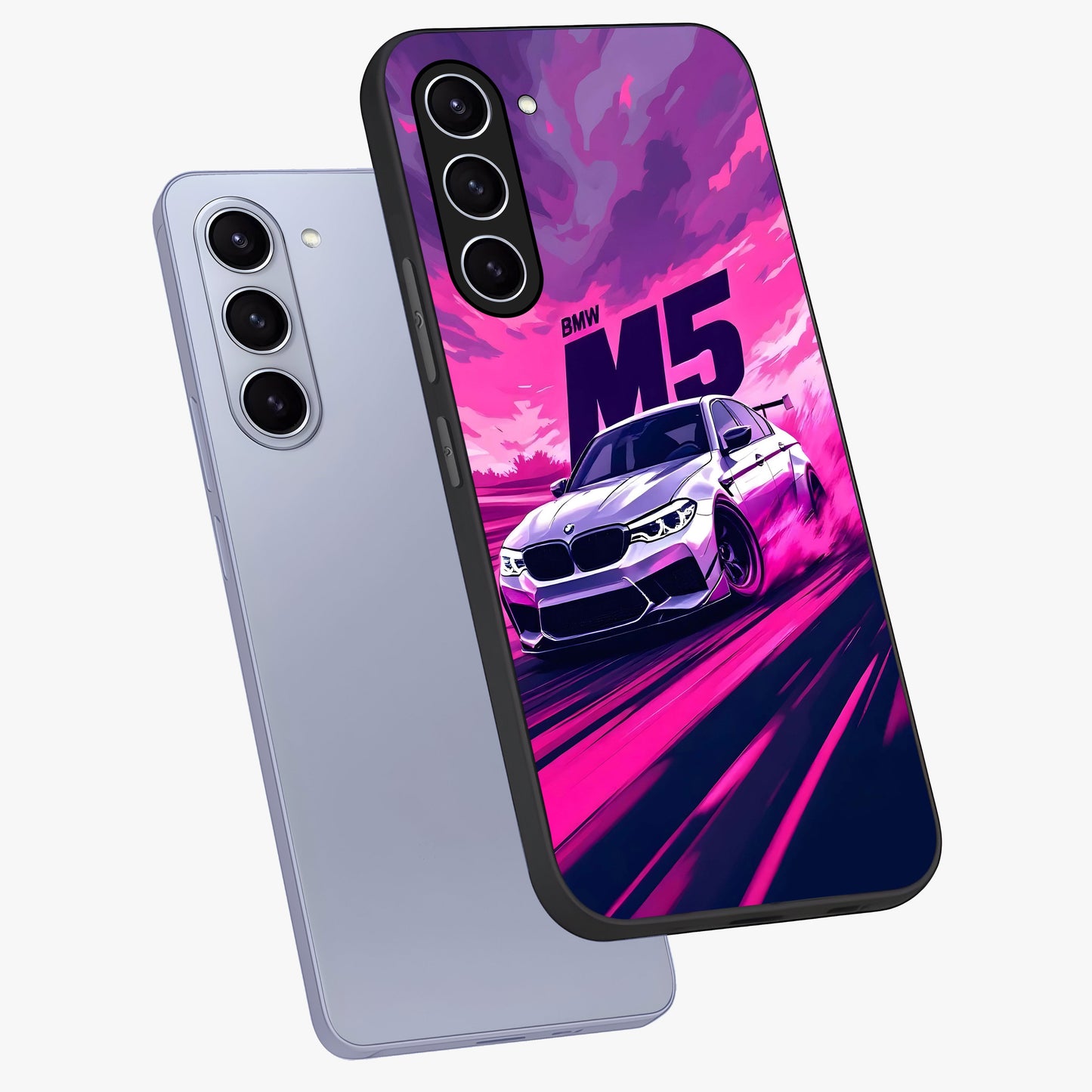 Velocity Drift Pulse Glass Case displayed in angled mockup highlighting dynamic drift design with sporty automotive aesthetic.
