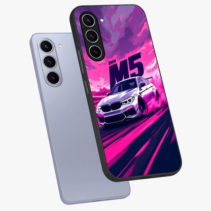 Velocity Drift Pulse Glass Case displayed in angled mockup highlighting dynamic drift design with sporty automotive aesthetic.