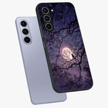 Whispering Moon Silence Glass Case displayed in angled mockup highlighting calm lunar design with dreamy night aesthetic.