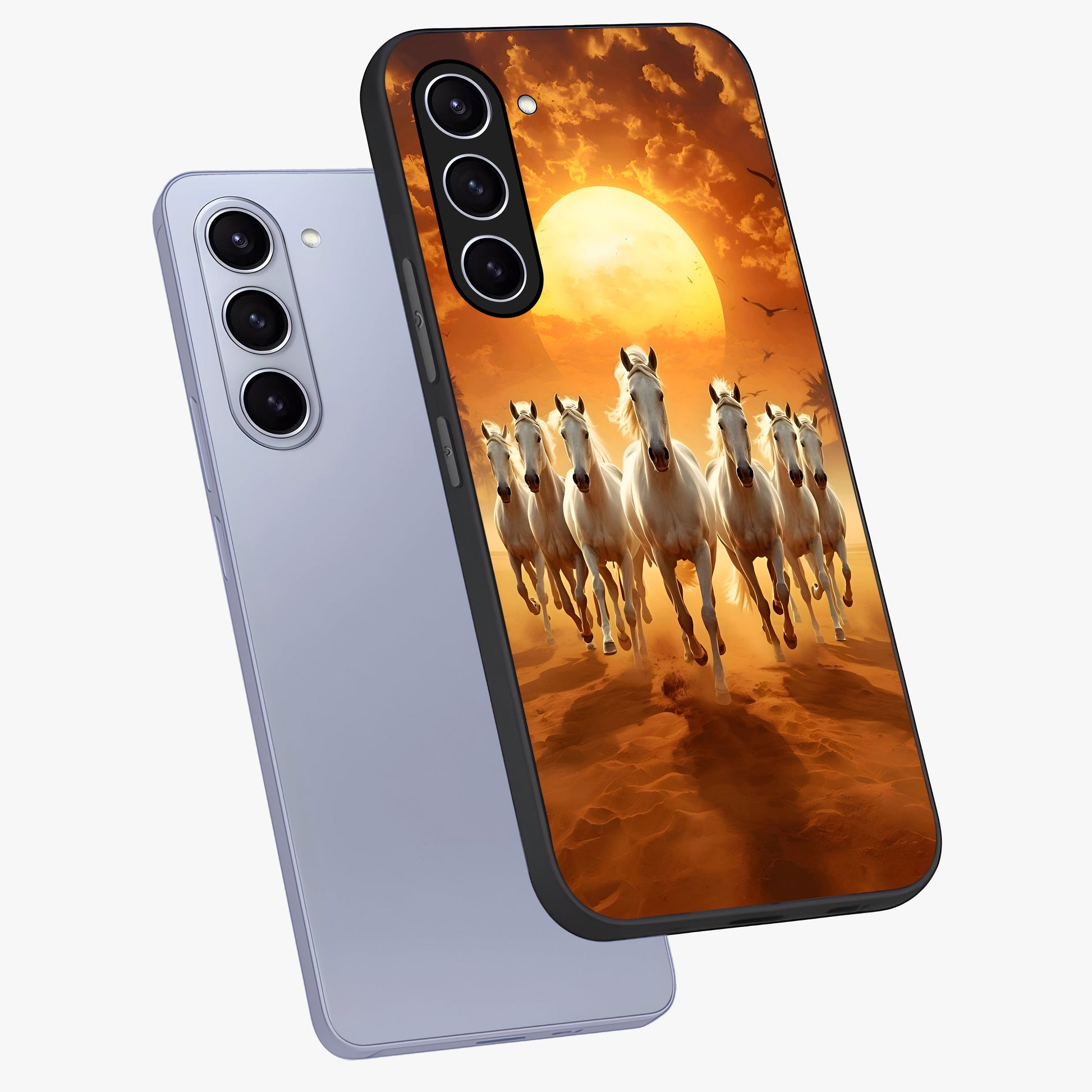 Wild Sunset Majesty Glass Case displayed in angled mockup highlighting vibrant sunset sky design with scenic aesthetic.