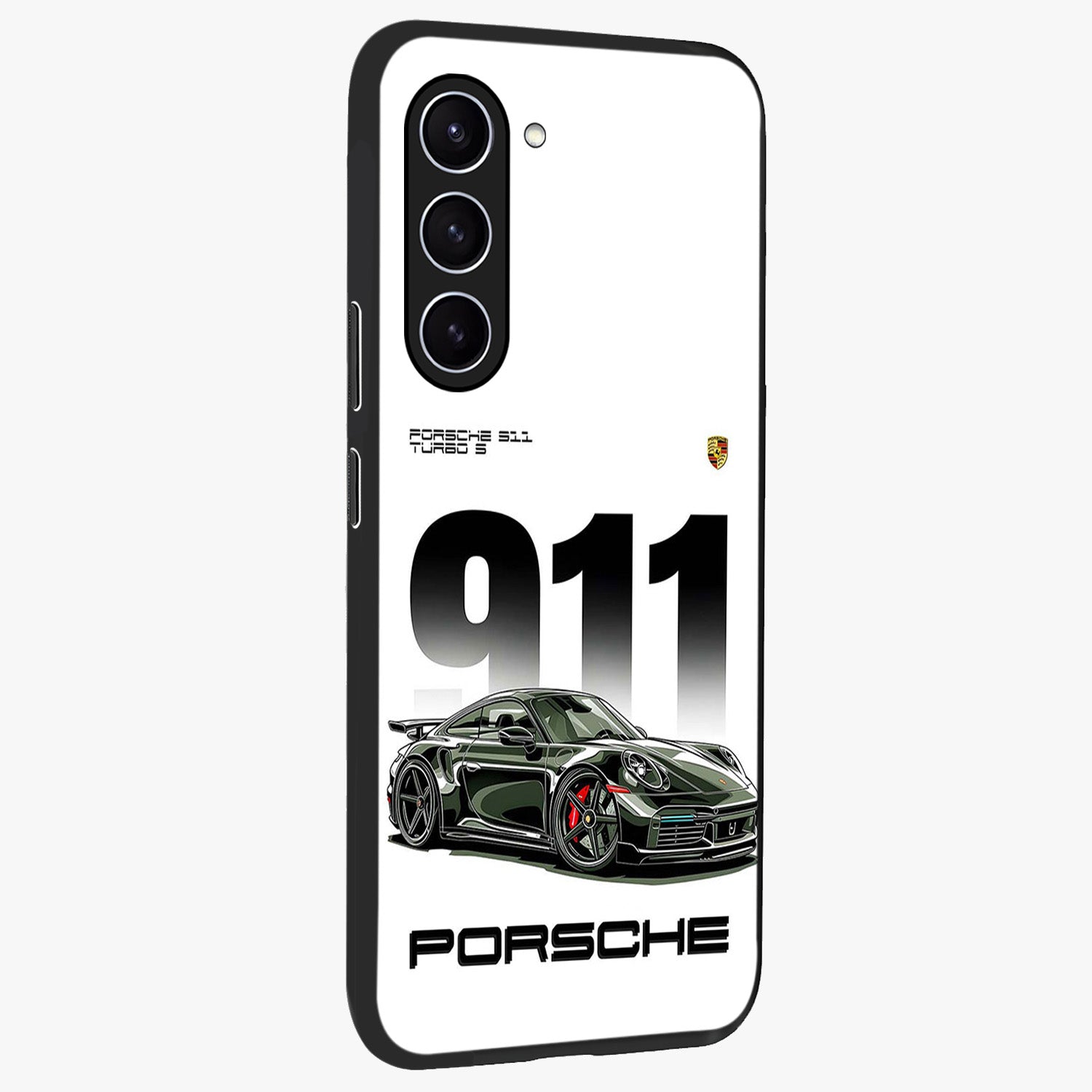 911 Turbo Dominance Glass Case upright perspective showcasing powerful racing design and modern automotive aesthetic.