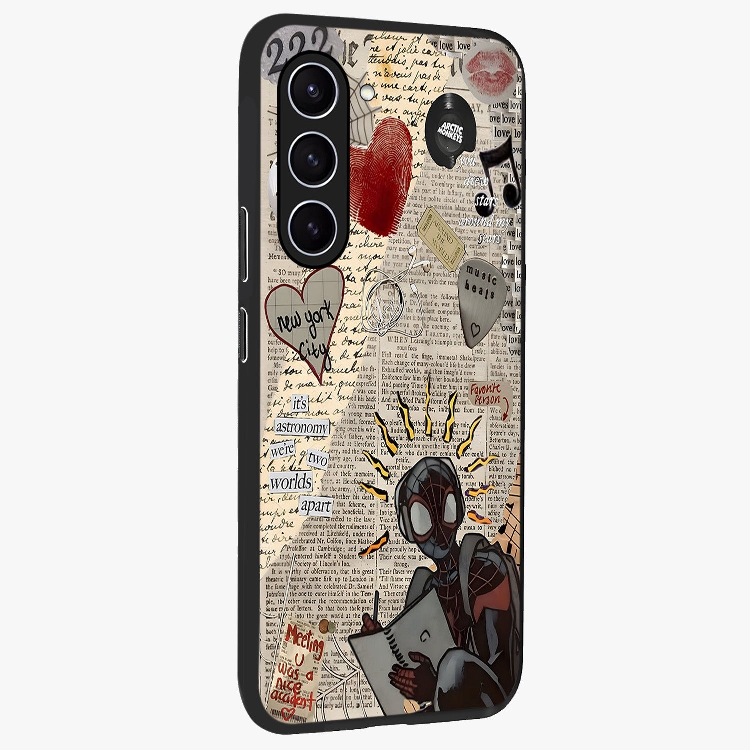 City Dream Sketch Glass Case upright view showcasing urban skyline artwork with stylish hand drawn design.