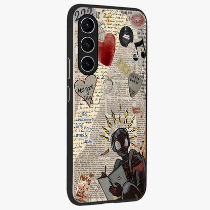 City Dream Sketch Glass Case upright view showcasing urban skyline artwork with stylish hand drawn design.