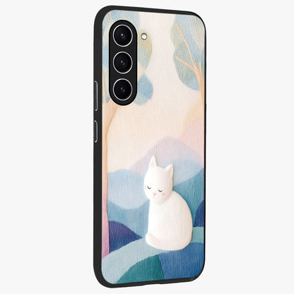 Cotton Dream Cat Glass Case upright view showcasing charming cat artwork with cozy dreamy theme.