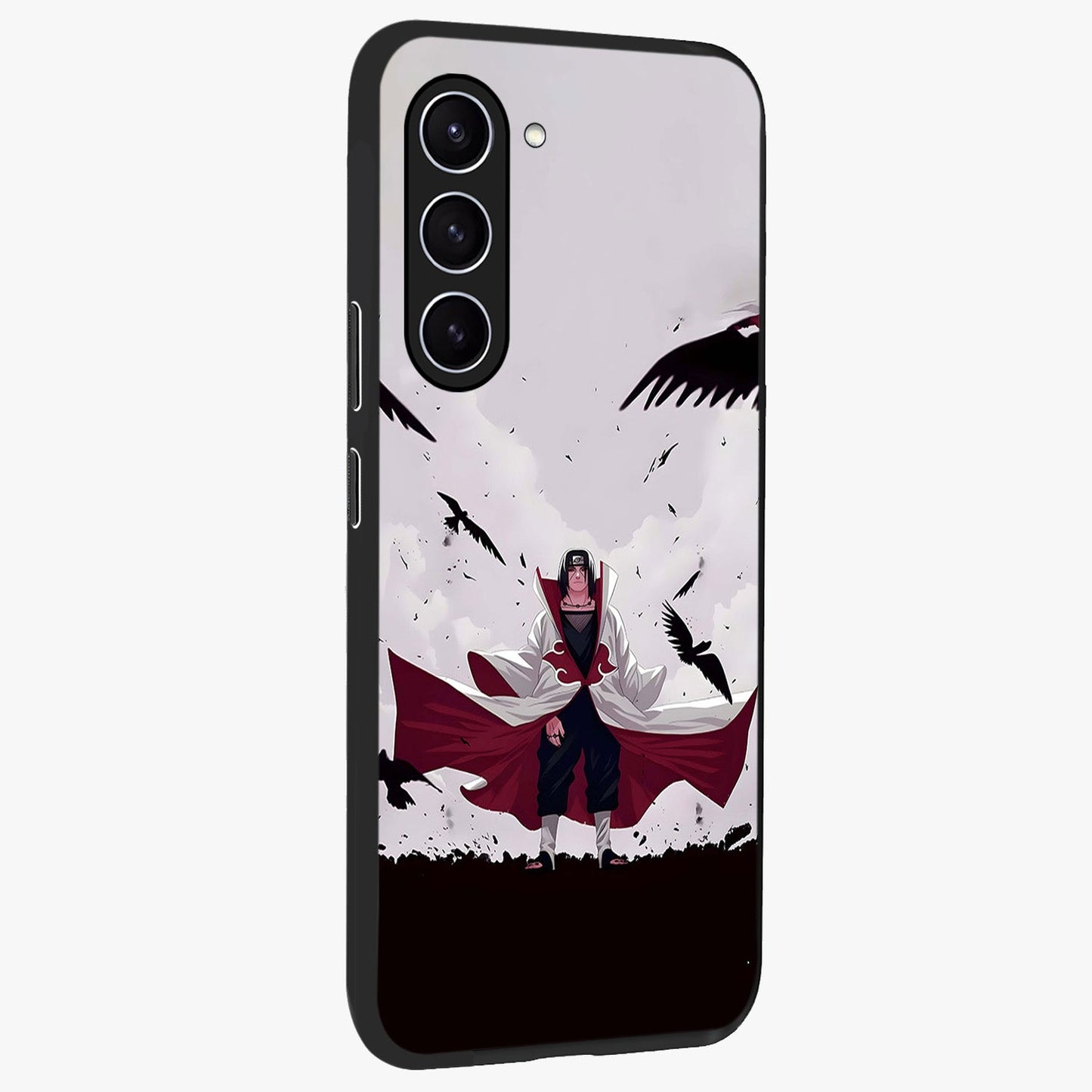 Crimson Crow Ascension Glass Case upright view showcasing dramatic crow artwork with bold gothic theme.