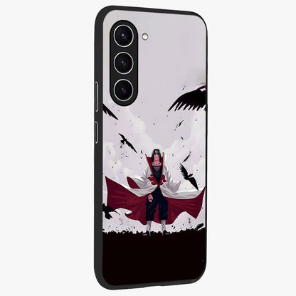 Crimson Crow Ascension Glass Case upright view showcasing dramatic crow artwork with bold gothic theme.