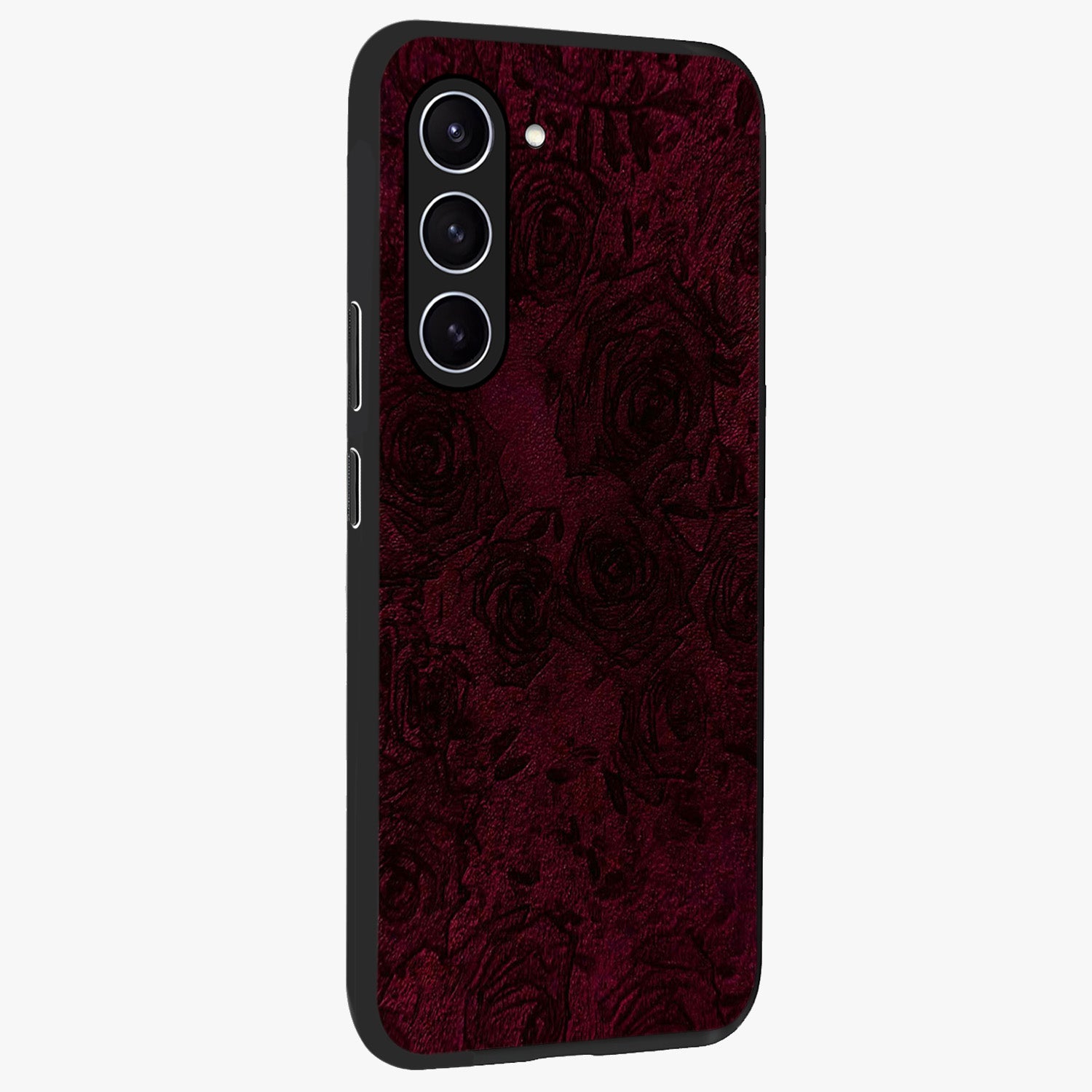 Crimson Fade Flow Glass Case upright view showcasing dynamic crimson flow artwork with stylish abstract theme.