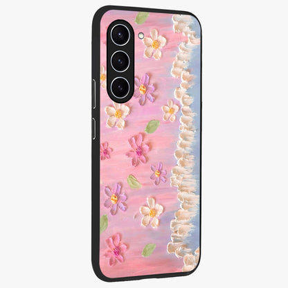 Dreamy Painted Garden Glass Case upright view showcasing vibrant floral garden artwork with artistic nature theme.