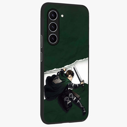 Emerald War Vanguard Glass Case upright view showcasing dramatic warrior artwork with bold fantasy theme.