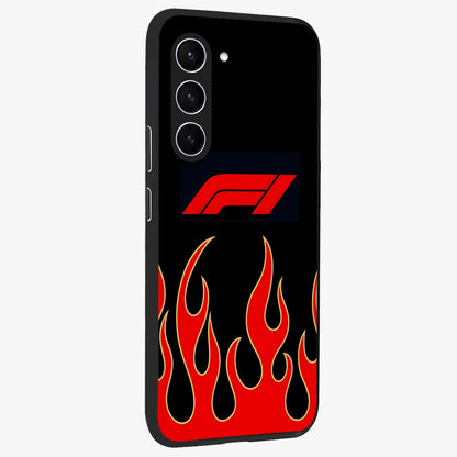 Fire F11 Glass Case upright view showcasing dynamic flame artwork with intense visual theme.