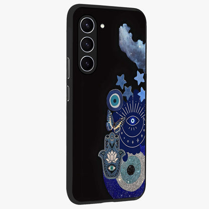 Galactic Charm Cluster Glass Case upright view showcasing glowing cosmic charm artwork with magical celestial style.