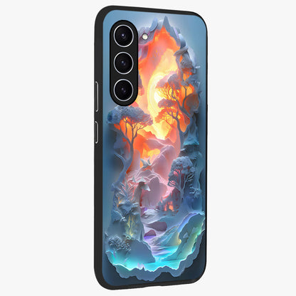 Glow Forest Portal Glass Case upright view showcasing enchanted forest portal artwork with fantasy nature theme.