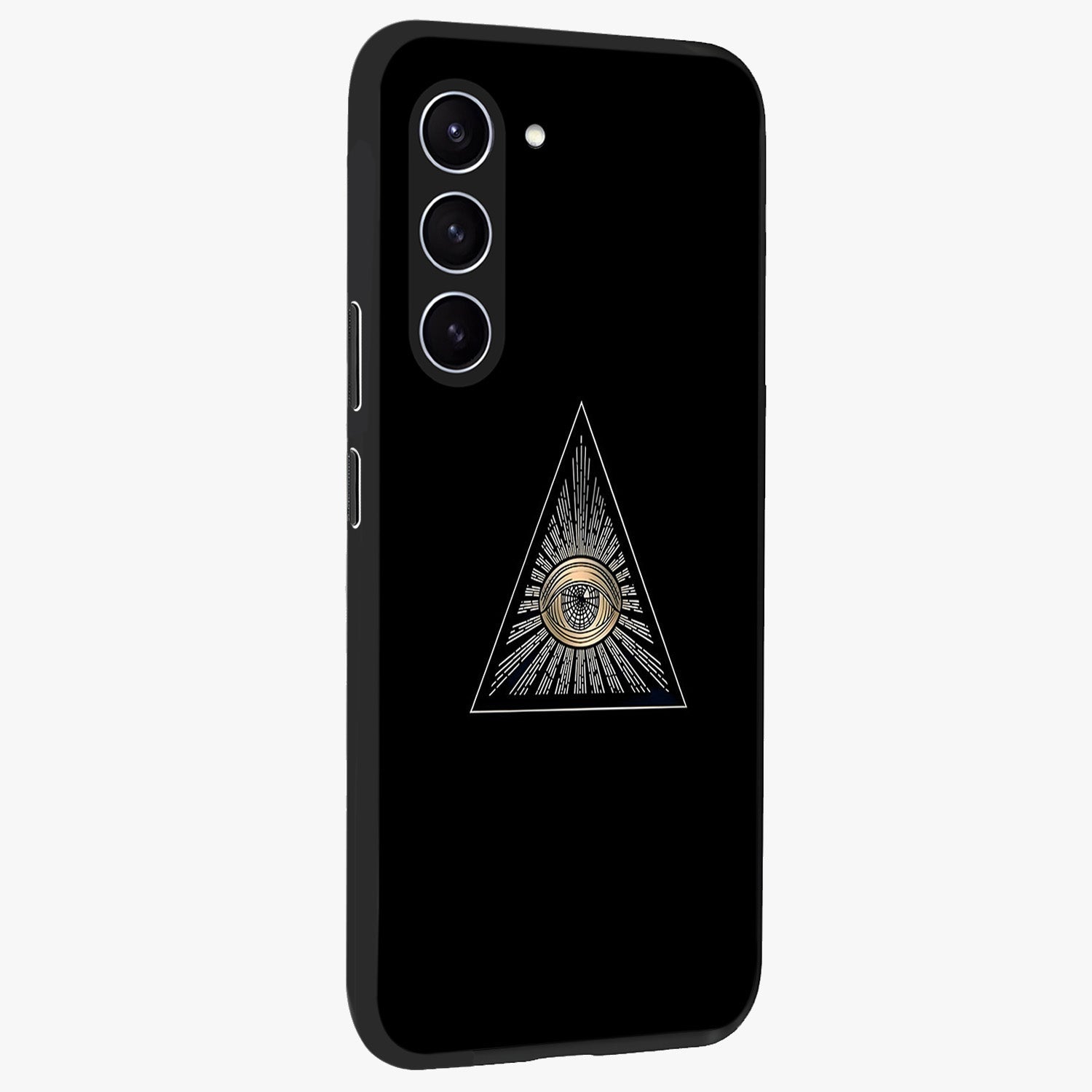 Illuminati Evil Glass Case upright view showcasing striking illuminati artwork with mysterious symbolic theme.