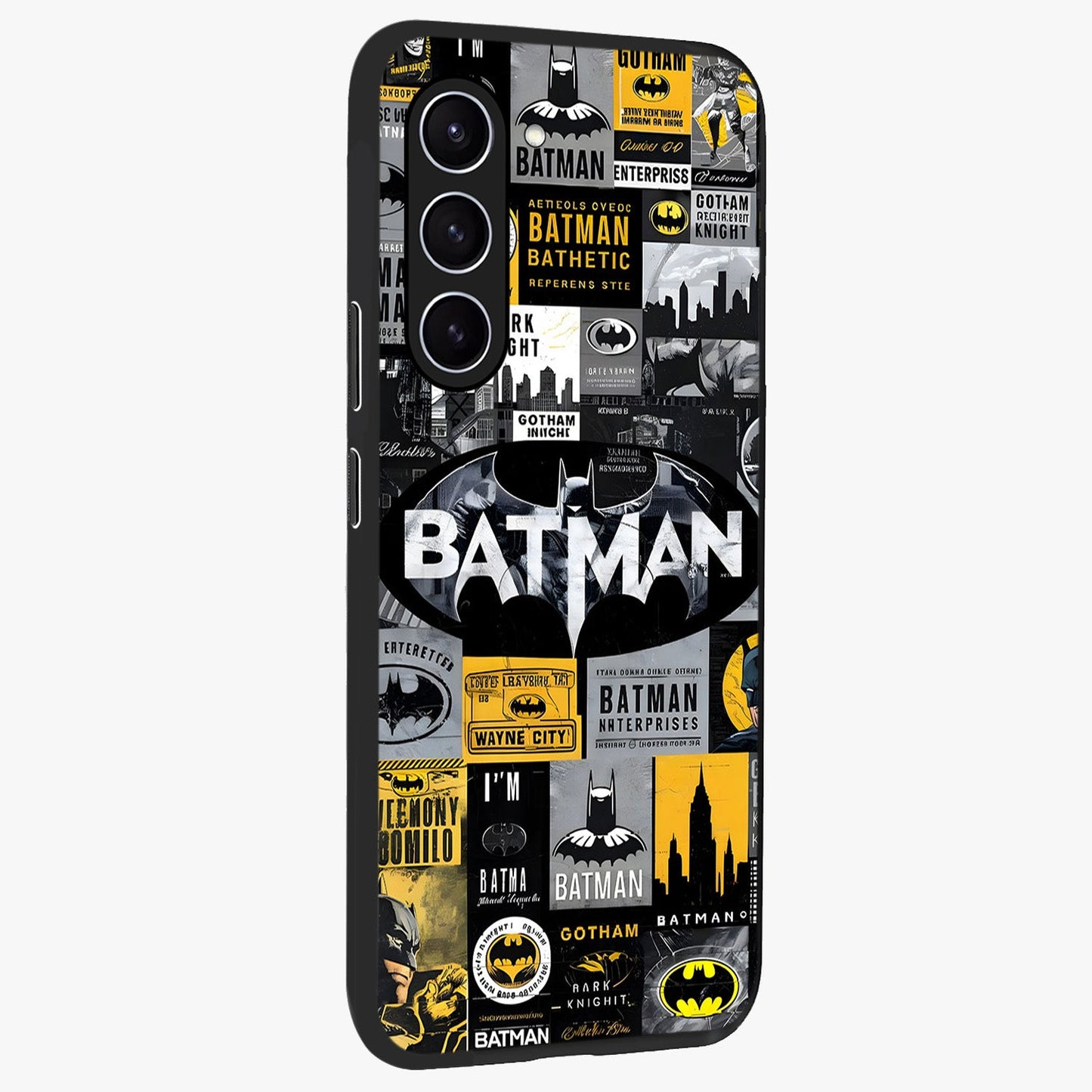 Knight Gotham Rise Glass Case upright view showcasing bold vigilante themed artwork with gothic city vibe.