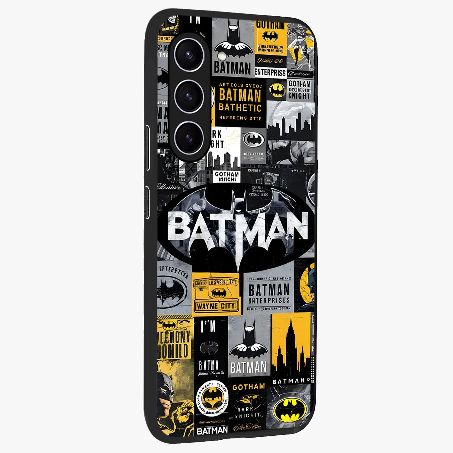 Knight Gotham Rise Glass Case upright view showcasing bold vigilante themed artwork with gothic city vibe.