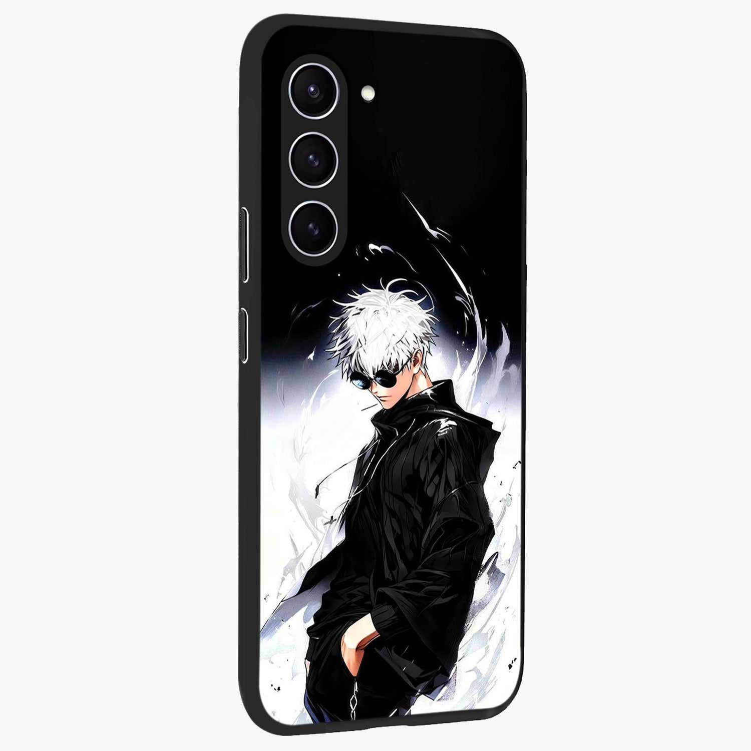 Limitless Shadow King Glass Case upright view showcasing bold shadow warrior artwork with epic fantasy theme.