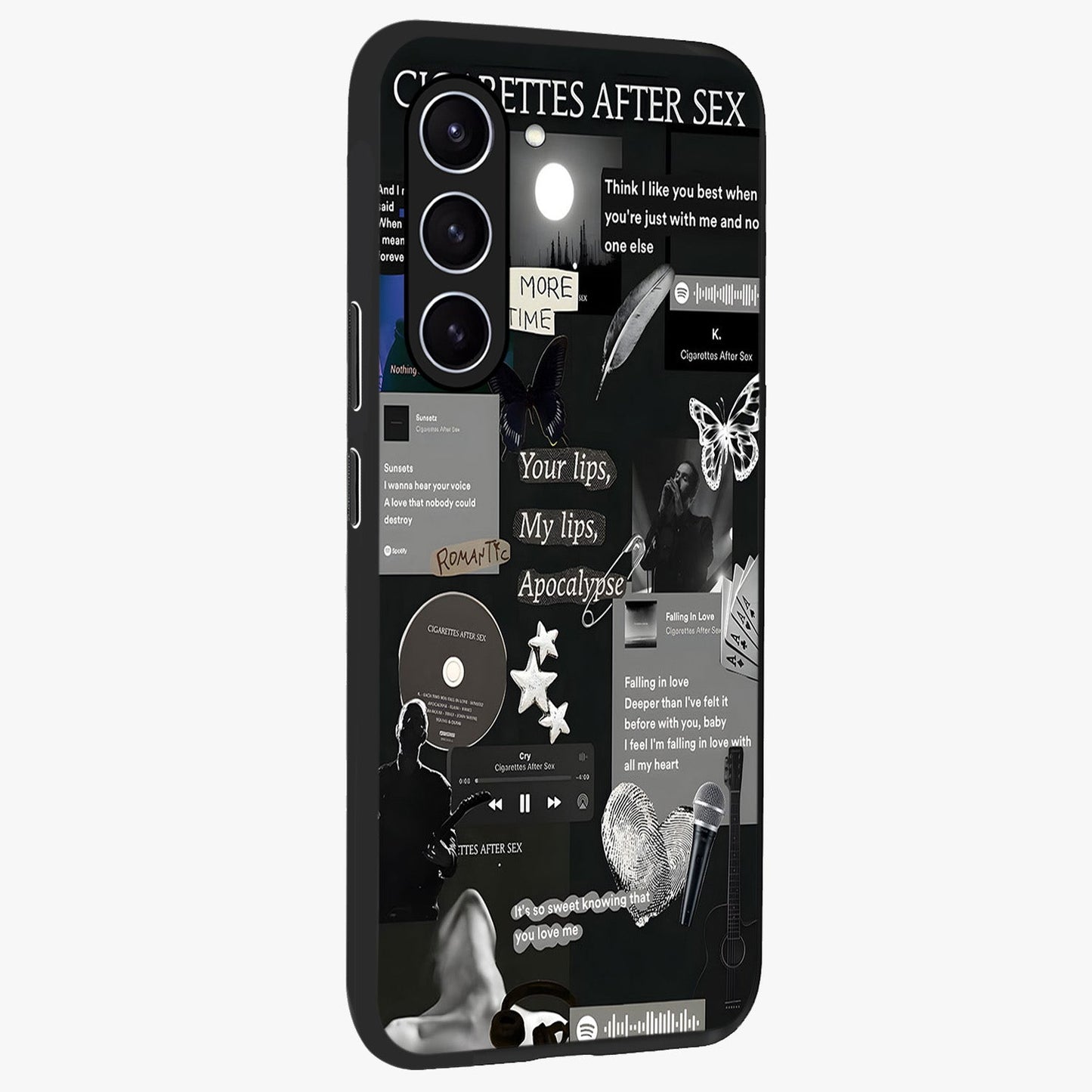 Midnight Love Echo Glass Case upright view showcasing expressive romantic artwork with dreamy midnight theme.