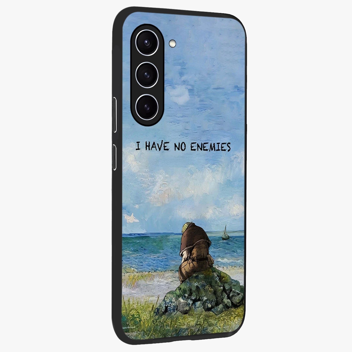 Peace Beyond War Glass Case upright view showcasing powerful peace symbol artwork with inspirational theme.