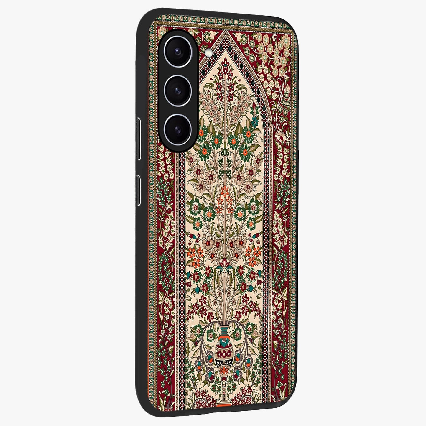 Persian Inspired Glass Case upright view showcasing decorative Persian artwork with rich heritage theme.