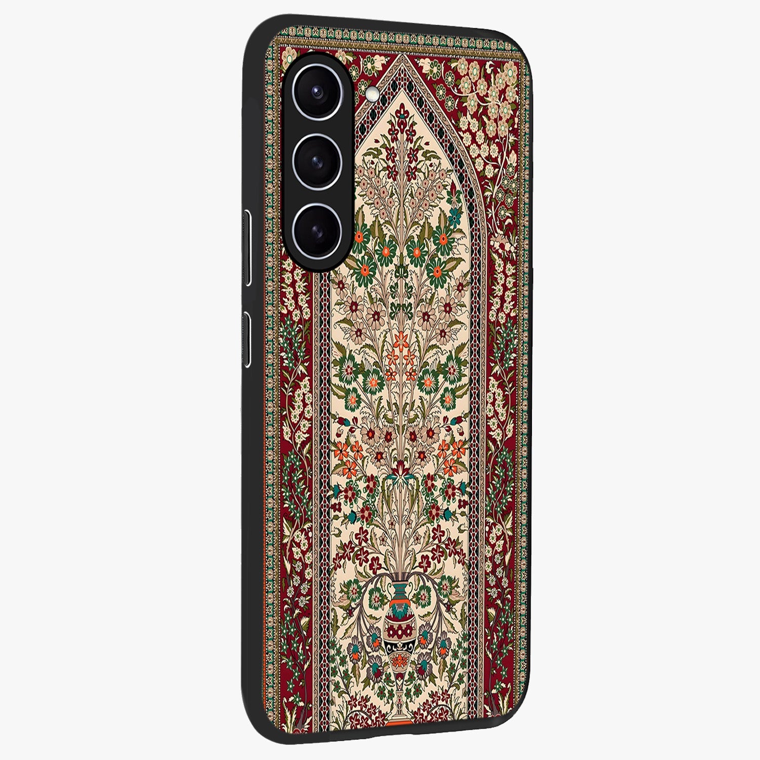 Persian Inspired Glass Case upright view showcasing decorative Persian artwork with rich heritage theme.