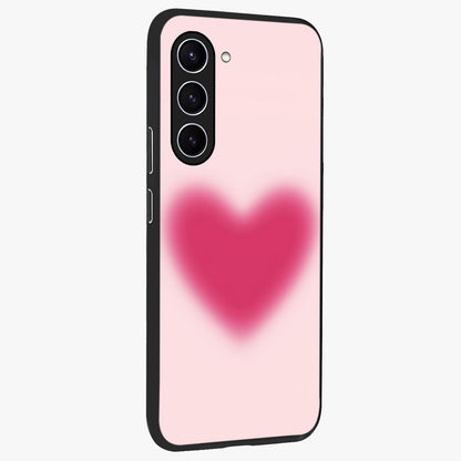 Pink Aura Heart Glass Case upright view showcasing romantic heart artwork with soft pastel theme.