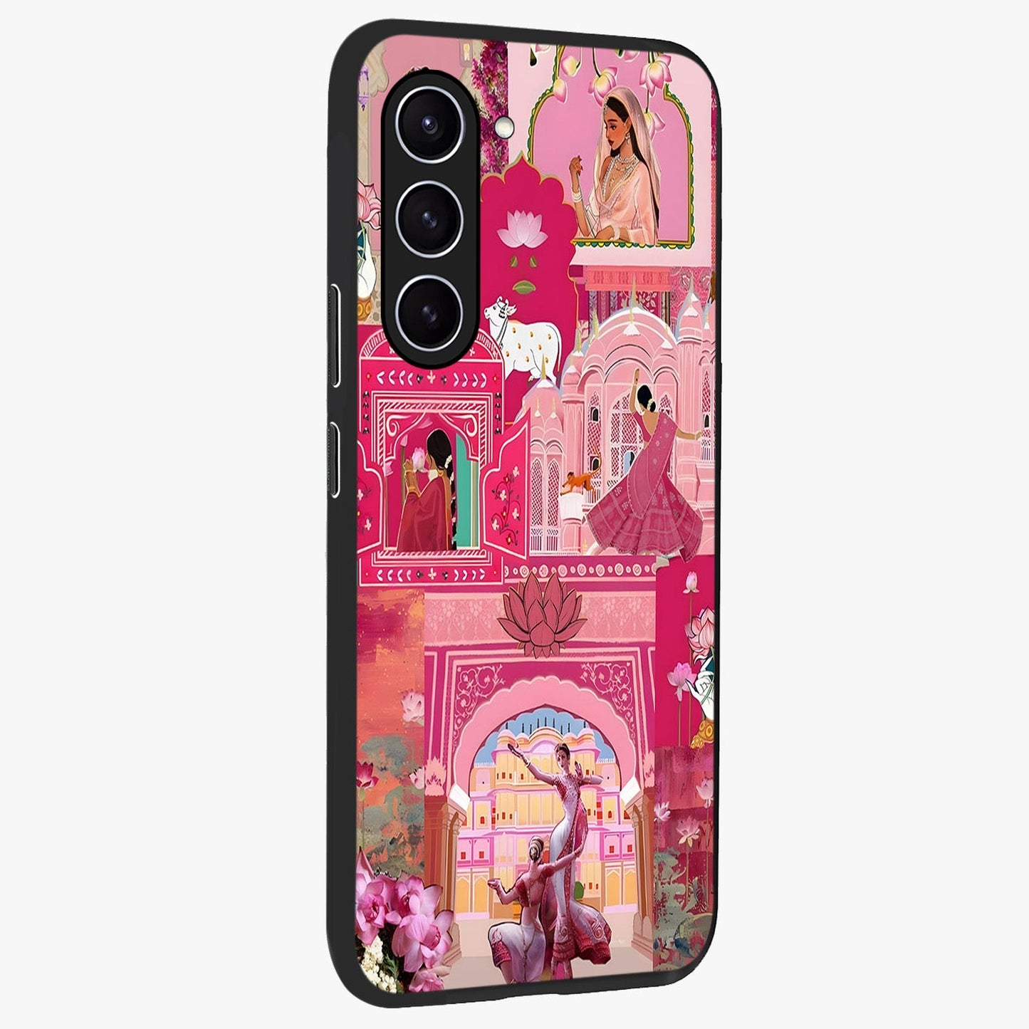 Pink Palace Muse Glass Case upright view showcasing artistic palace artwork with graceful royal theme.