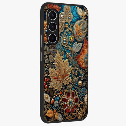 Royal Jewel Garden Glass Case upright view showcasing rich floral artwork with luxurious garden theme.