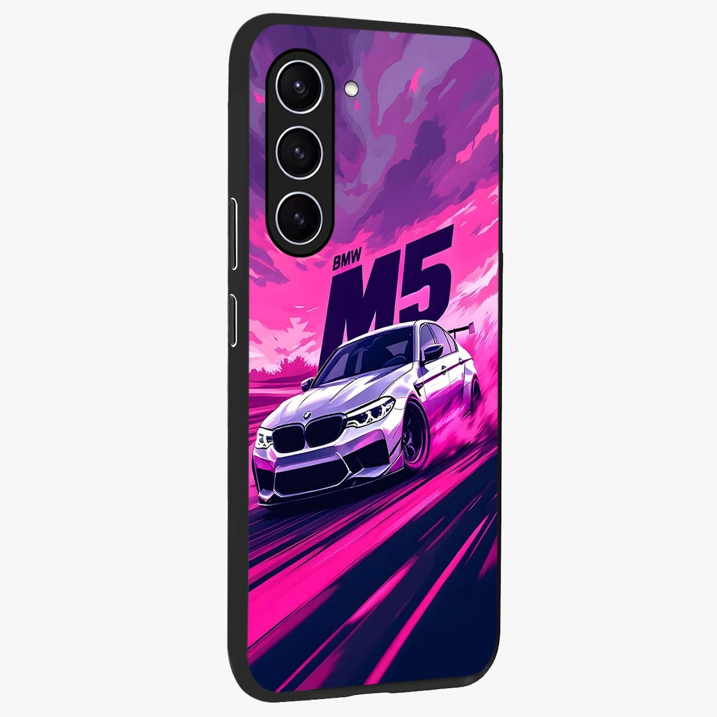 Velocity Drift Pulse Glass Case upright view showcasing powerful racing artwork with energetic motorsport theme.
