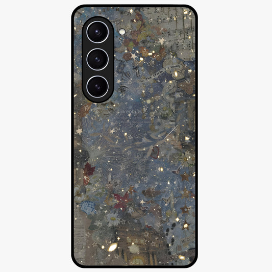 Aesthetic Astrolophia Glass Case showing flat back view with dreamy aesthetic design and glossy glass finish.