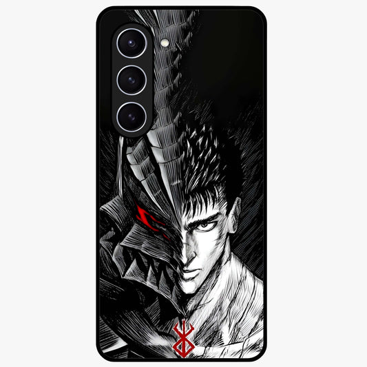 Berserker Blood Oath Glass Case showing flat back view with fierce warrior inspired artwork and glossy glass finish.