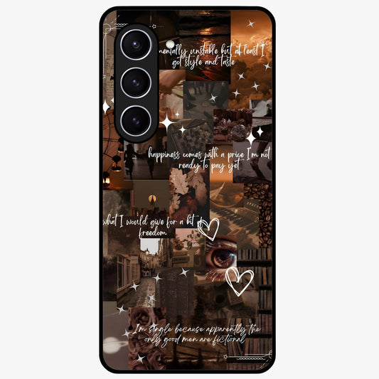 Bittersweet Aesthetic Chaos Glass Case showing flat back view with artistic chaotic aesthetic design and glossy glass finish.