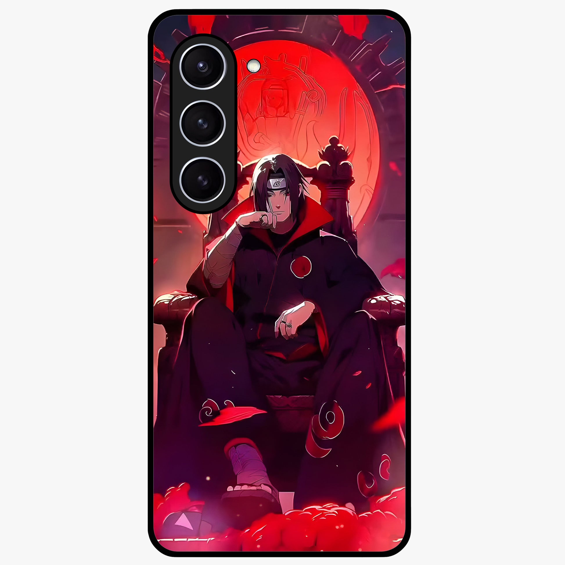 Blood Moon Sovereign Glass Case showing flat back view with mystical blood moon artwork and glossy glass finish.