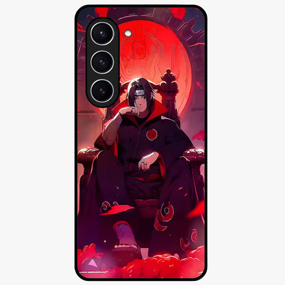 Blood Moon Sovereign Glass Case showing flat back view with mystical blood moon artwork and glossy glass finish.