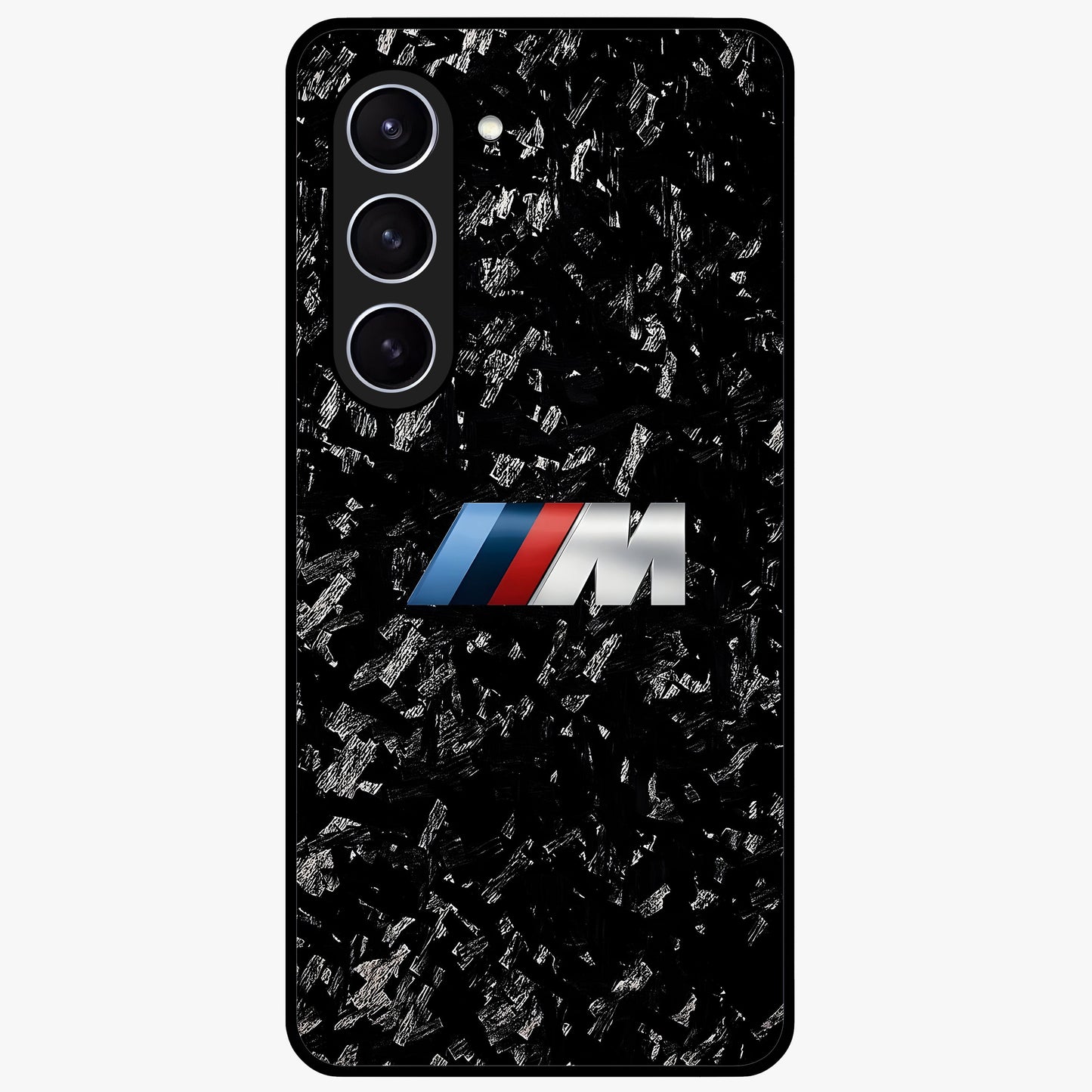 Carbon Speed Mark Glass Case showing flat back view with sporty carbon pattern artwork and glossy glass finish.