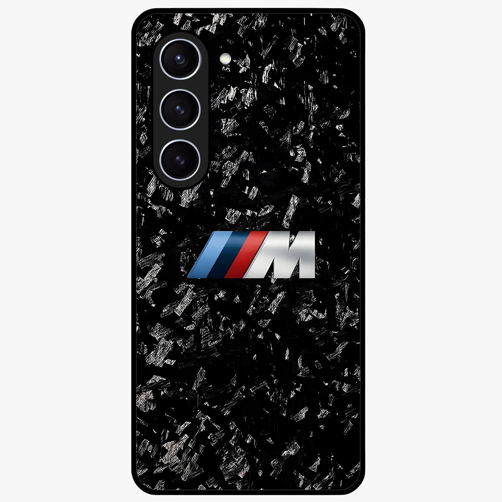 Carbon Speed Mark Glass Case showing flat back view with sporty carbon pattern artwork and glossy glass finish.