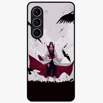 Crimson Crow Ascension Glass Case showing flat back view with mystical crow artwork and glossy glass finish.