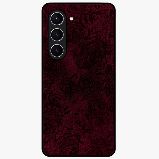 Crimson Fade Flow Glass Case showing flat back view with flowing crimson gradient artwork and glossy glass finish.