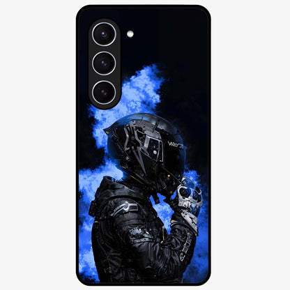 Cyber Sentinel Protocol Glass Case showing flat back view with futuristic cyber themed artwork and glossy glass finish.