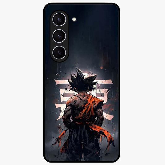 Dark Warrior In Rain Glass Case showing flat back view with warrior artwork in rainy atmosphere and glossy glass finish.