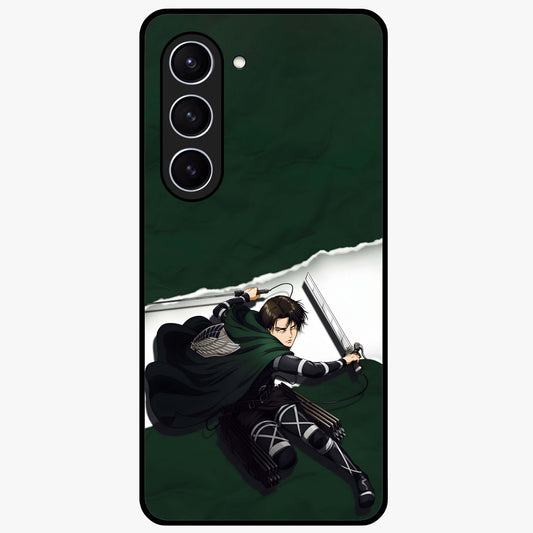 Emerald War Vanguard Glass Case showing flat back view with powerful warrior themed artwork and glossy glass finish.
