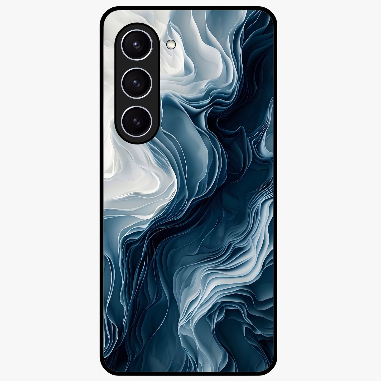 Ethereal Paper Marble Glass Case showing flat back view with soft marble paper texture artwork and glossy glass finish.