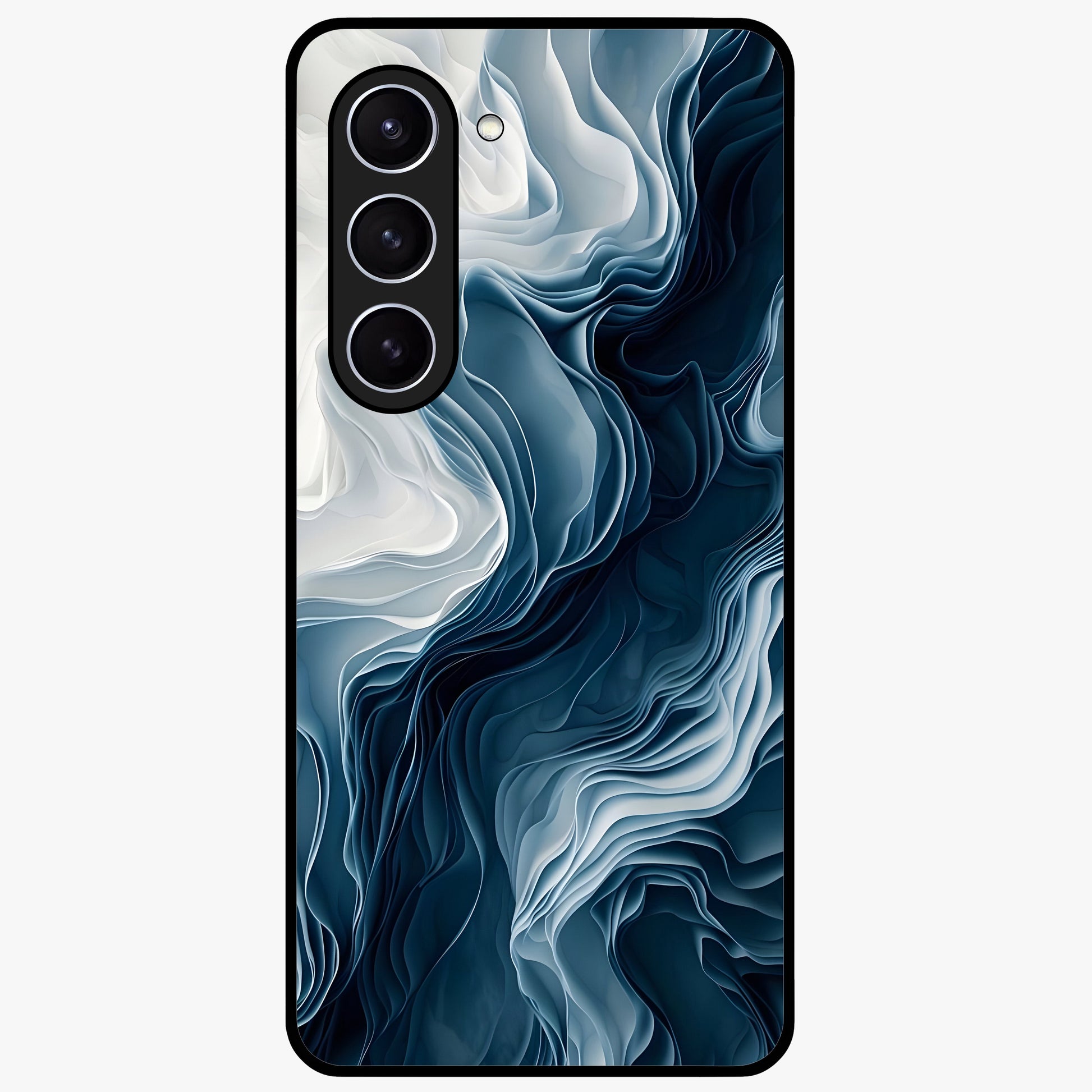 Ethereal Paper Marble Glass Case showing flat back view with soft marble paper texture artwork and glossy glass finish.