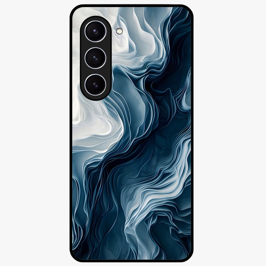 Ethereal Paper Marble Glass Case showing flat back view with soft marble paper texture artwork and glossy glass finish.