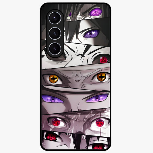 Eyes of Destiny Glass Case showing flat back view with striking eye themed artwork and glossy glass finish.