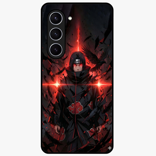 Focused Blade Discipline Glass Case showing flat back view with warrior sword themed artwork and glossy glass finish.