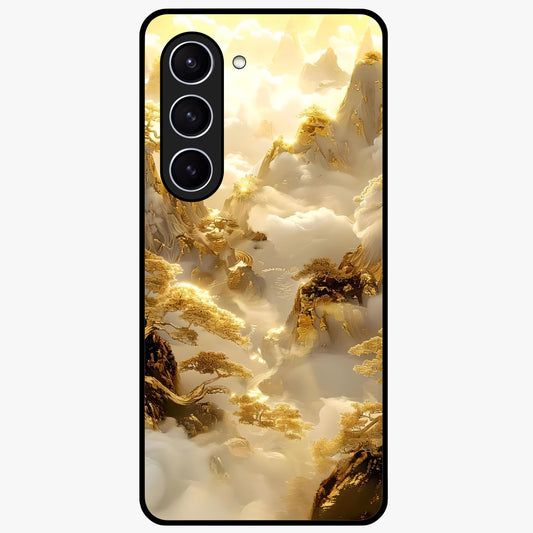 Gates Of Illumination Glass Case showing flat back view with mystical illuminated gate artwork and glossy glass finish.