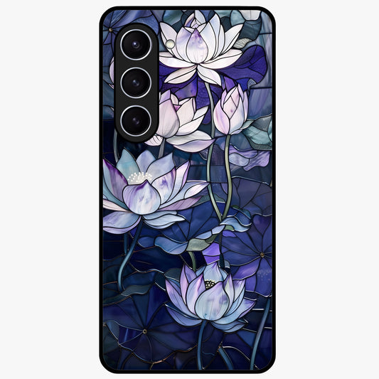 Gloss Petal Rush Glass Case showing flat back view with glossy flower petal artwork and smooth glass finish.