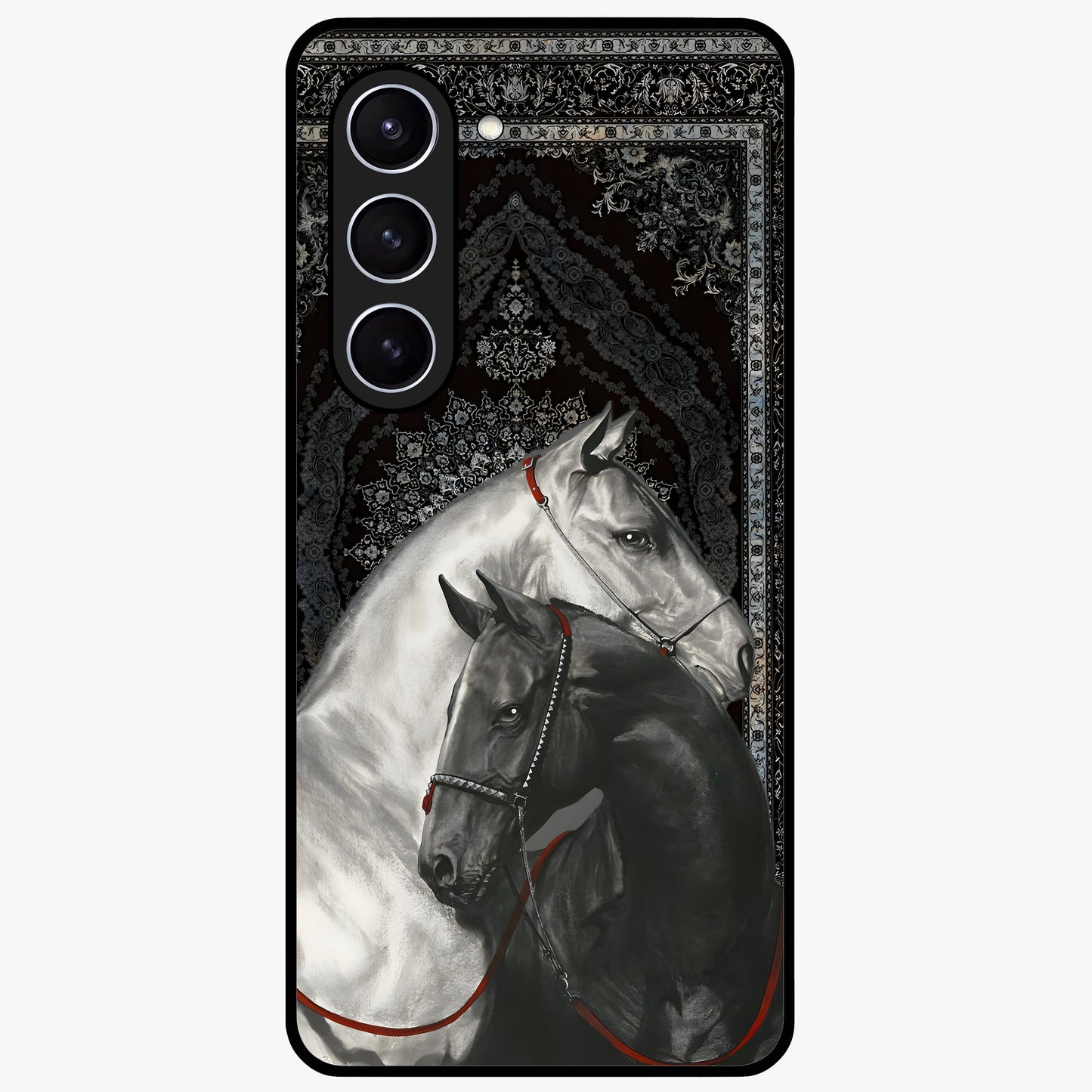 Majestic Ride Legacy Glass Case showing flat back view with powerful automotive inspired artwork and glossy glass finish.